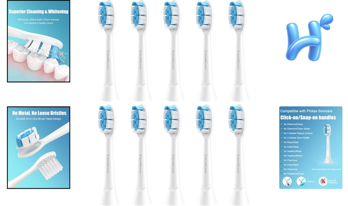 Electric Toothbrush Replacement Heads 10 Pack Soft Bristle Sonic W-Shaped