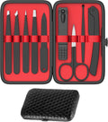9-Piece Stainless Steel Tweezers and Nail Clippers Set with Leather Case