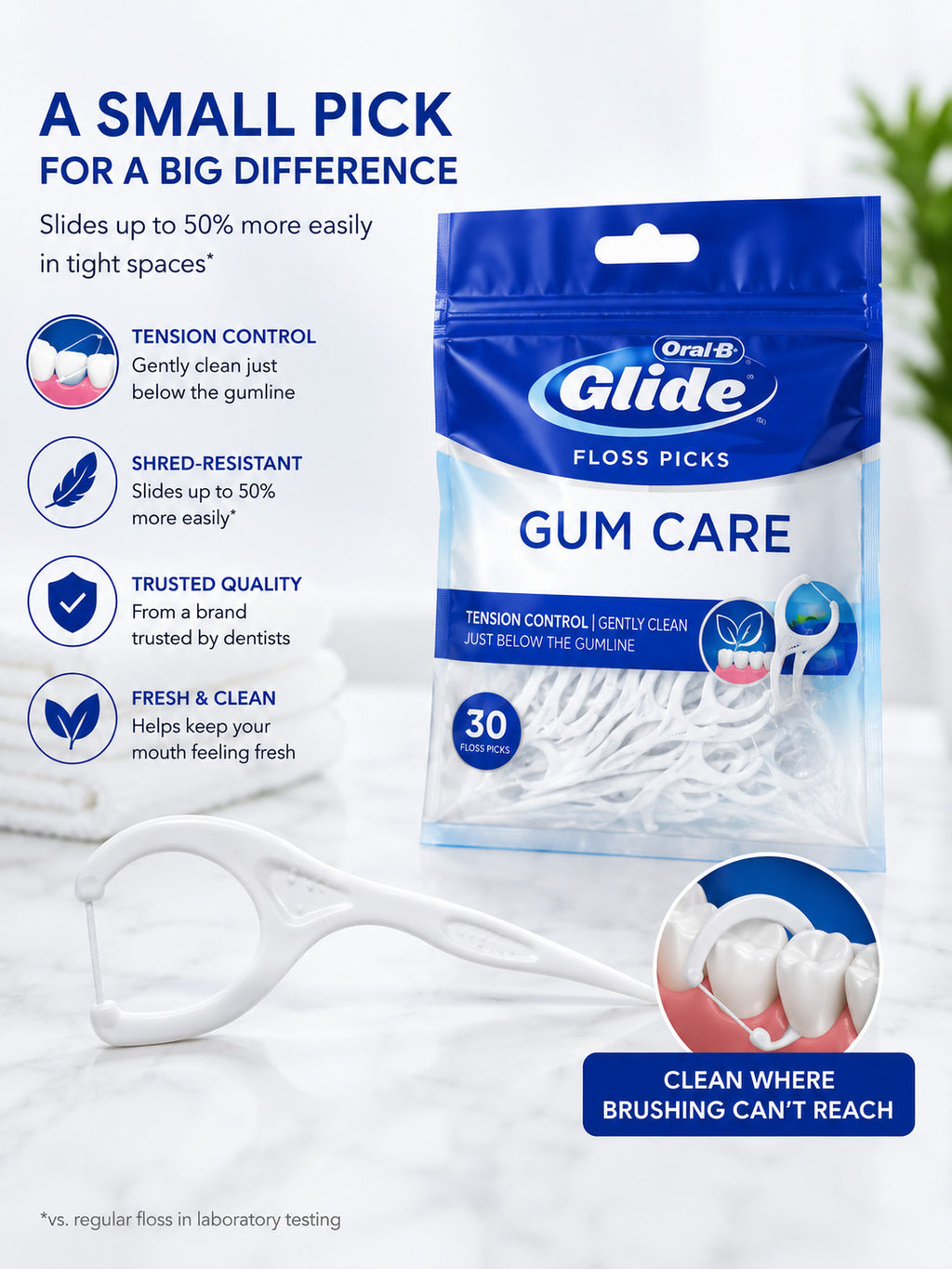 Dental Floss Picks for Deep Gum Care - 30 Count, 6 Pack