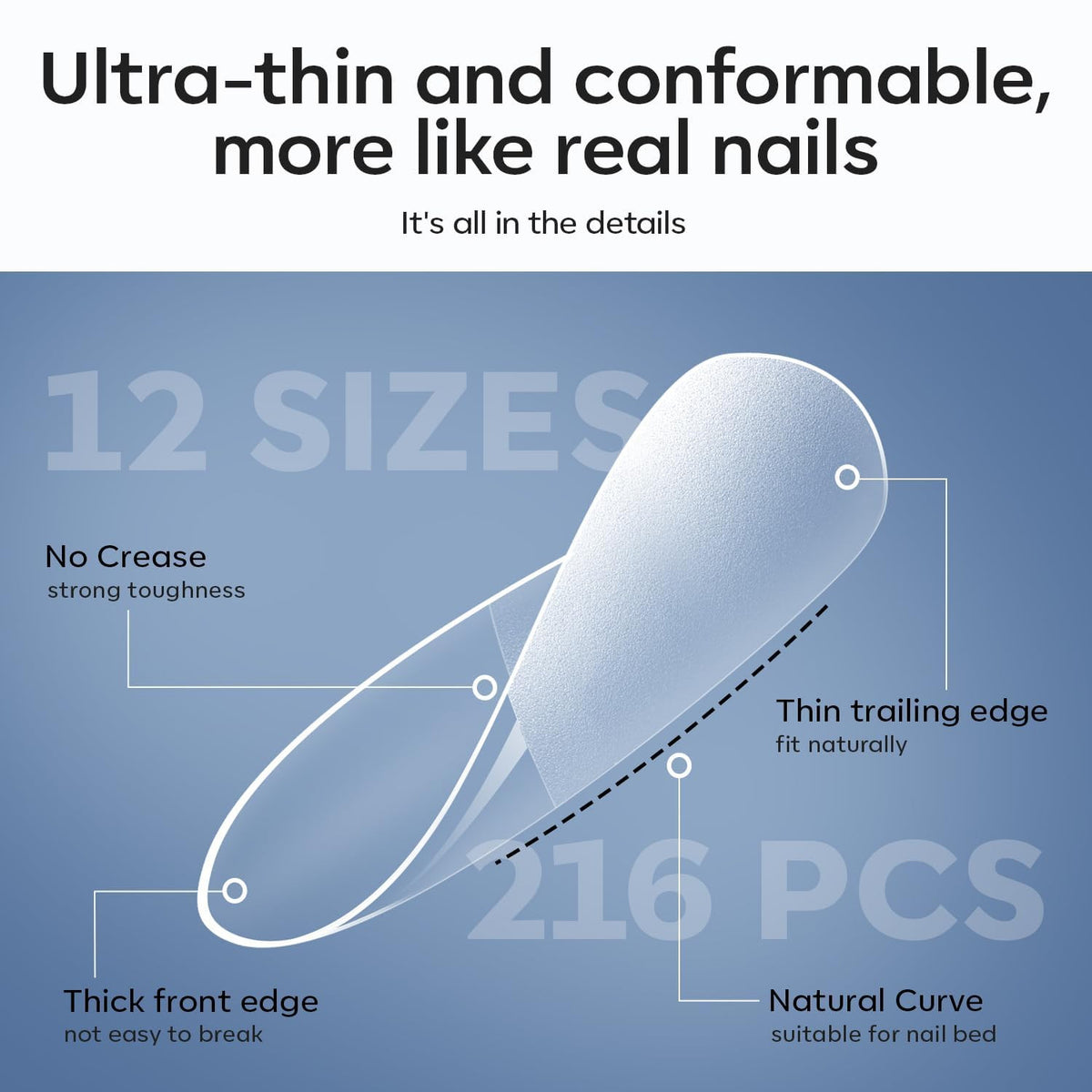 Gel Nail Kit with UV Light & 9-In-One Nail Glue - Medium Almond Tips