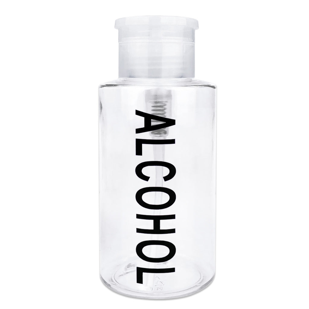 10 Oz Clear Liquid Pump Dispenser Bottle with Alcohol Label - Plastic
