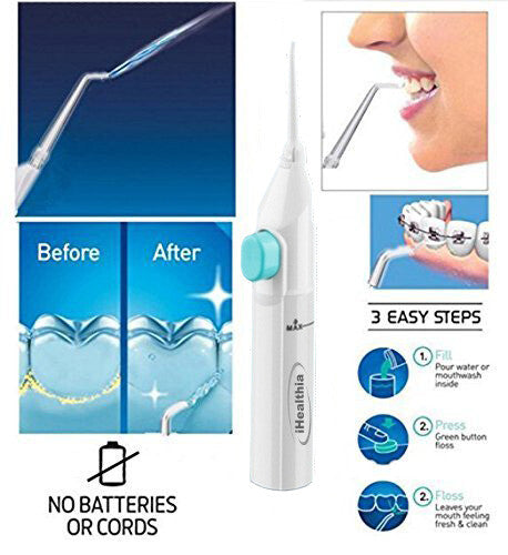 Portable Manual Water Flosser with Nasal Wash Tip for Oral and Nasal Care