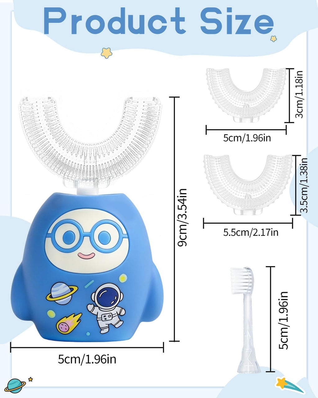 Kids U-Shaped Electric Sonic Toothbrush with 360° Full Mouth Cleaning