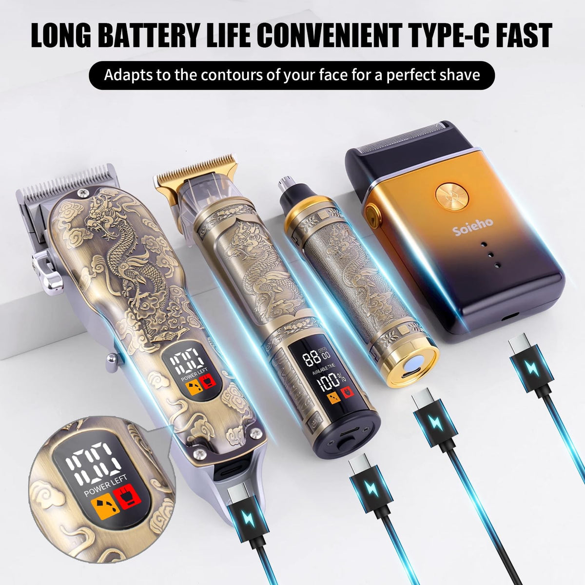 Professional Hair Clipper Set for Men with Trimmer & Shaver - Home & Barber Use