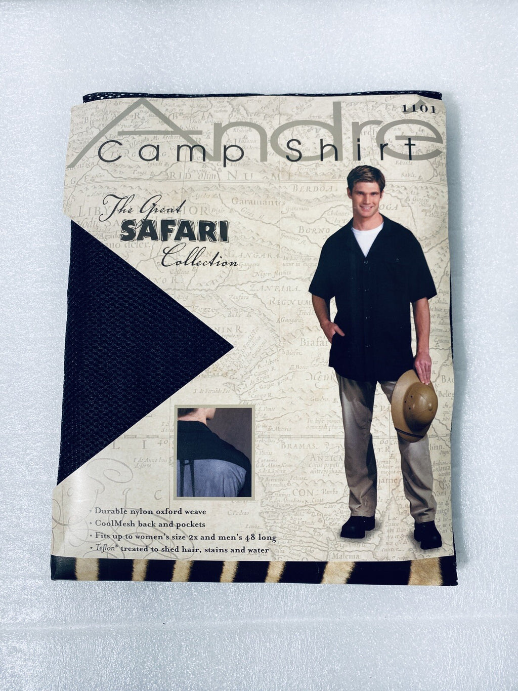 Men's Safari Camp Shirt 48-Inch Chest Mesh Long Sleeve Black Set of 5