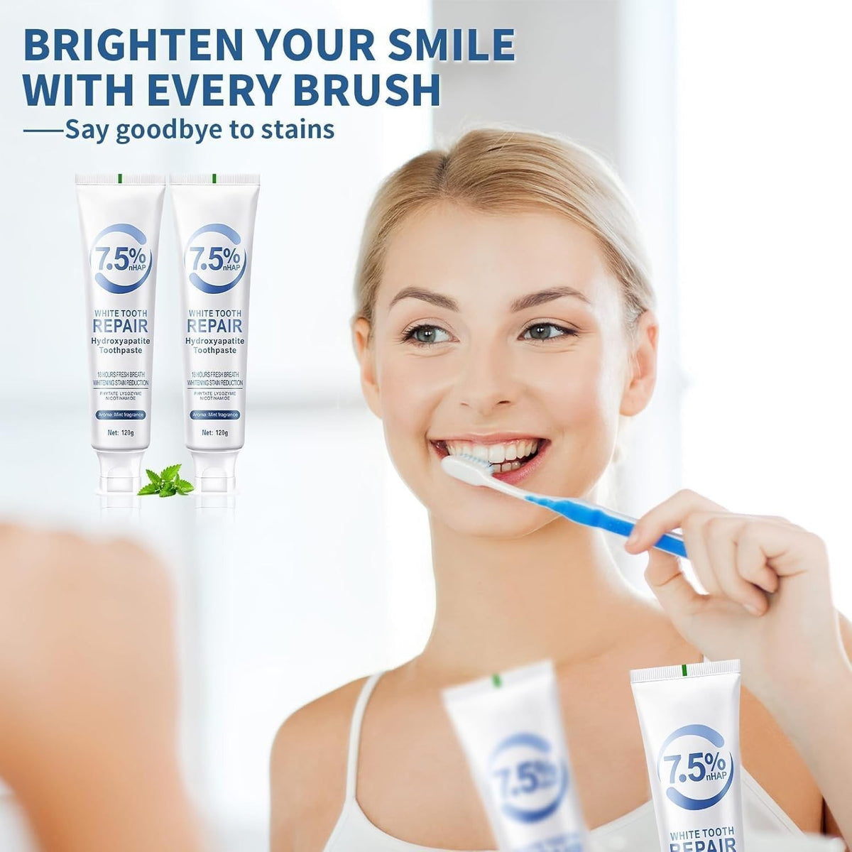 Hydroxyapatite Toothpaste Natural Whitening Enamel Repair Fluoride-Free 4oz