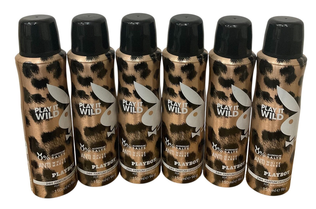 Women’s 24H Deodorant Spray - Playboy PLAY IT WILD for Her 5oz / 150ml, 6 Pack