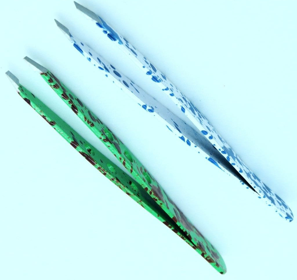 Eyebrow Tweezer Set - Stainless Steel Slant Tip Hair Removal Tools, 2 Pack