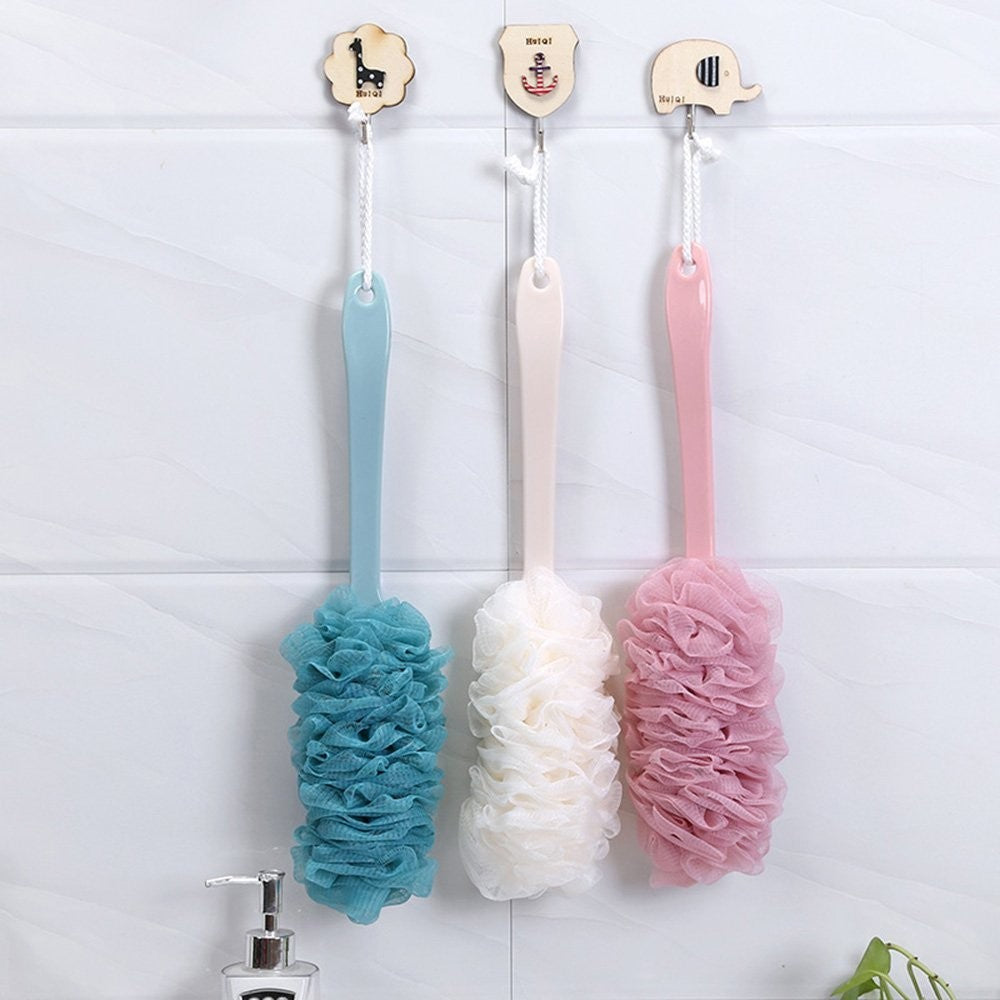 Long Handle Bath Scrubber with Soft Nylon Loofah for Full Body Cleaning