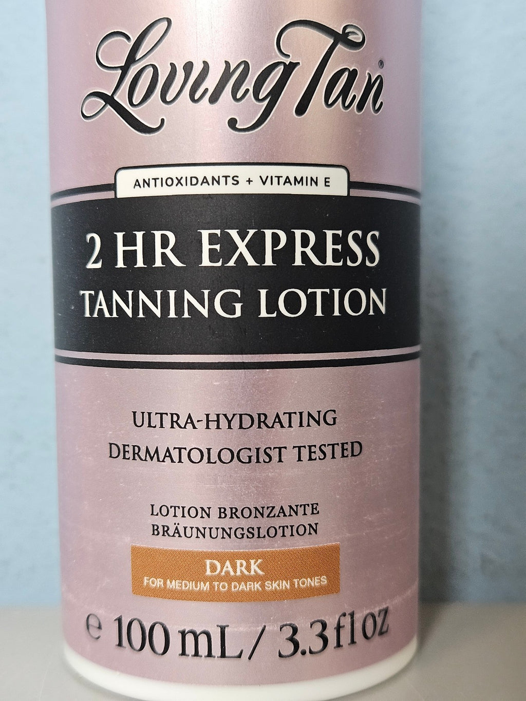 Dark Tanning Lotion - 2 HR Express Self Tanner 3.3 oz - Torn Box