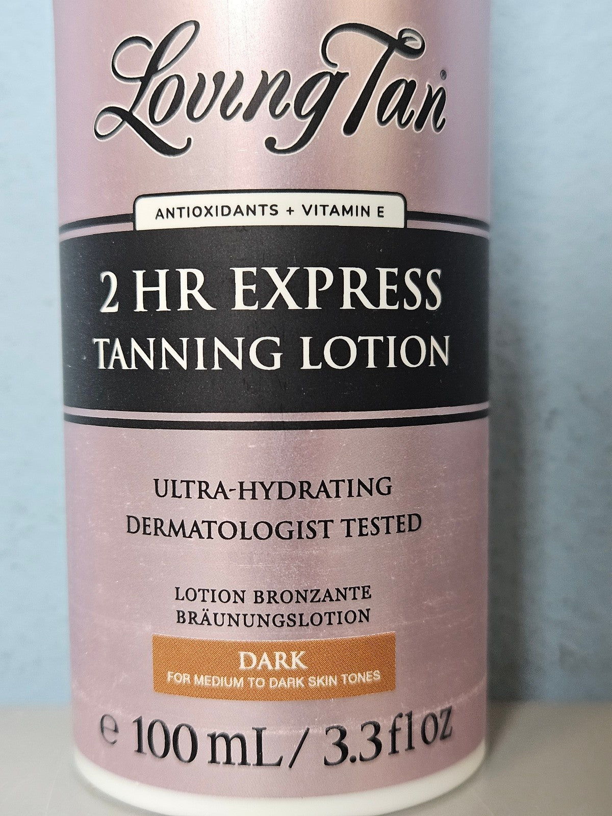 Dark Tanning Lotion - 2 HR Express Self Tanner 3.3 oz - Torn Box