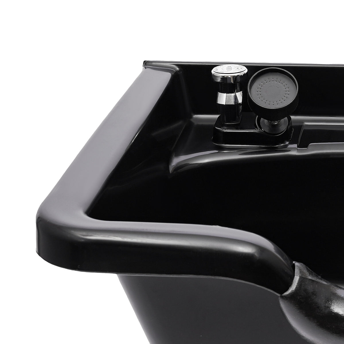Salon Shampoo Bowl Hair Wash Sink with Hot Cold Water & Neck Rest - Black