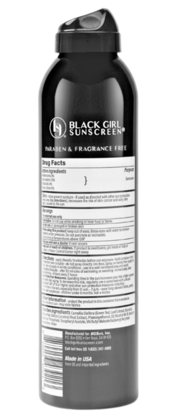 Black Girl Sunscreen SPF 50 Spray - Face & Body, 6 oz, Water-Resistant
