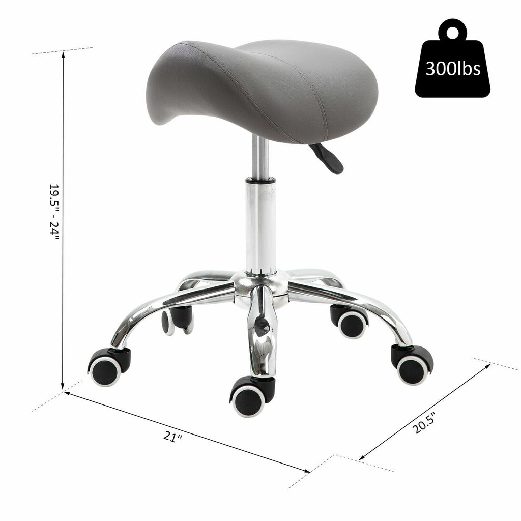 Adjustable Hydraulic Saddle Stool with Swivel and Casters for Salon & Medical Use
