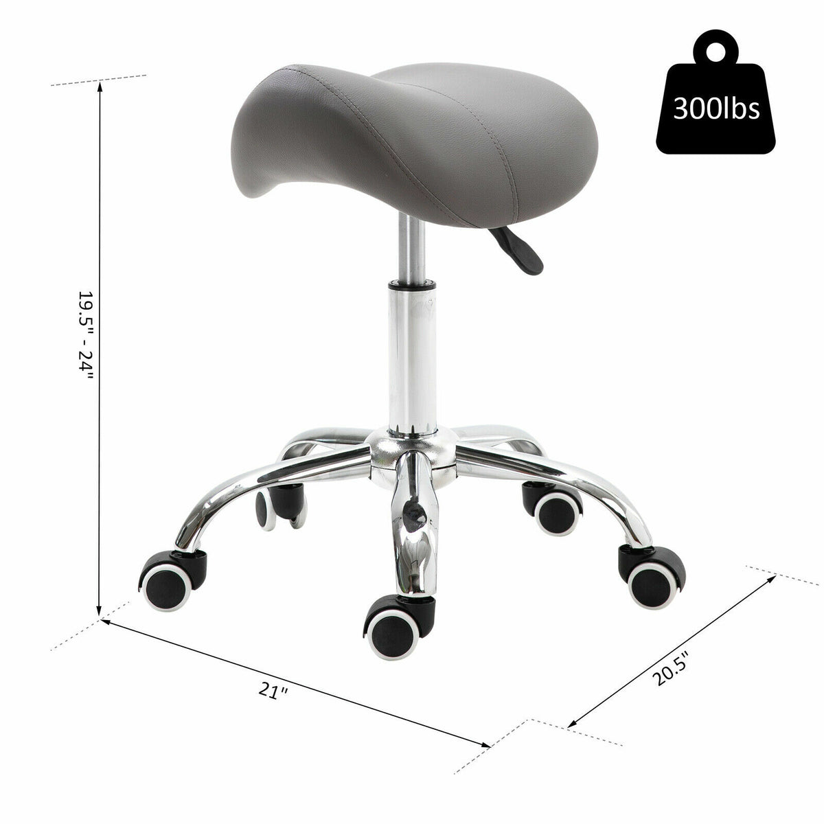 Adjustable Hydraulic Saddle Stool with Swivel and Casters for Salon & Medical Use