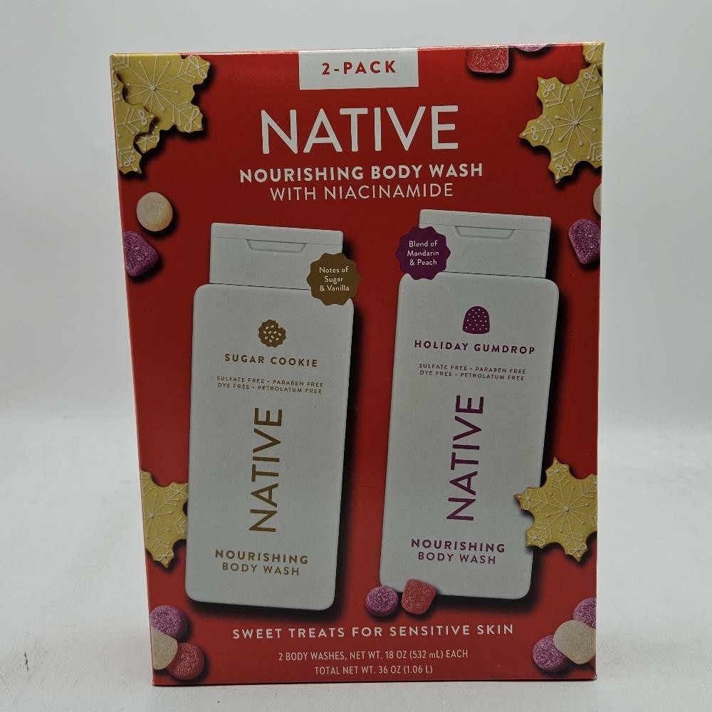 Native Holiday Body Wash 2 Pack 18oz Sugar Cookie & Gumdrop Scented