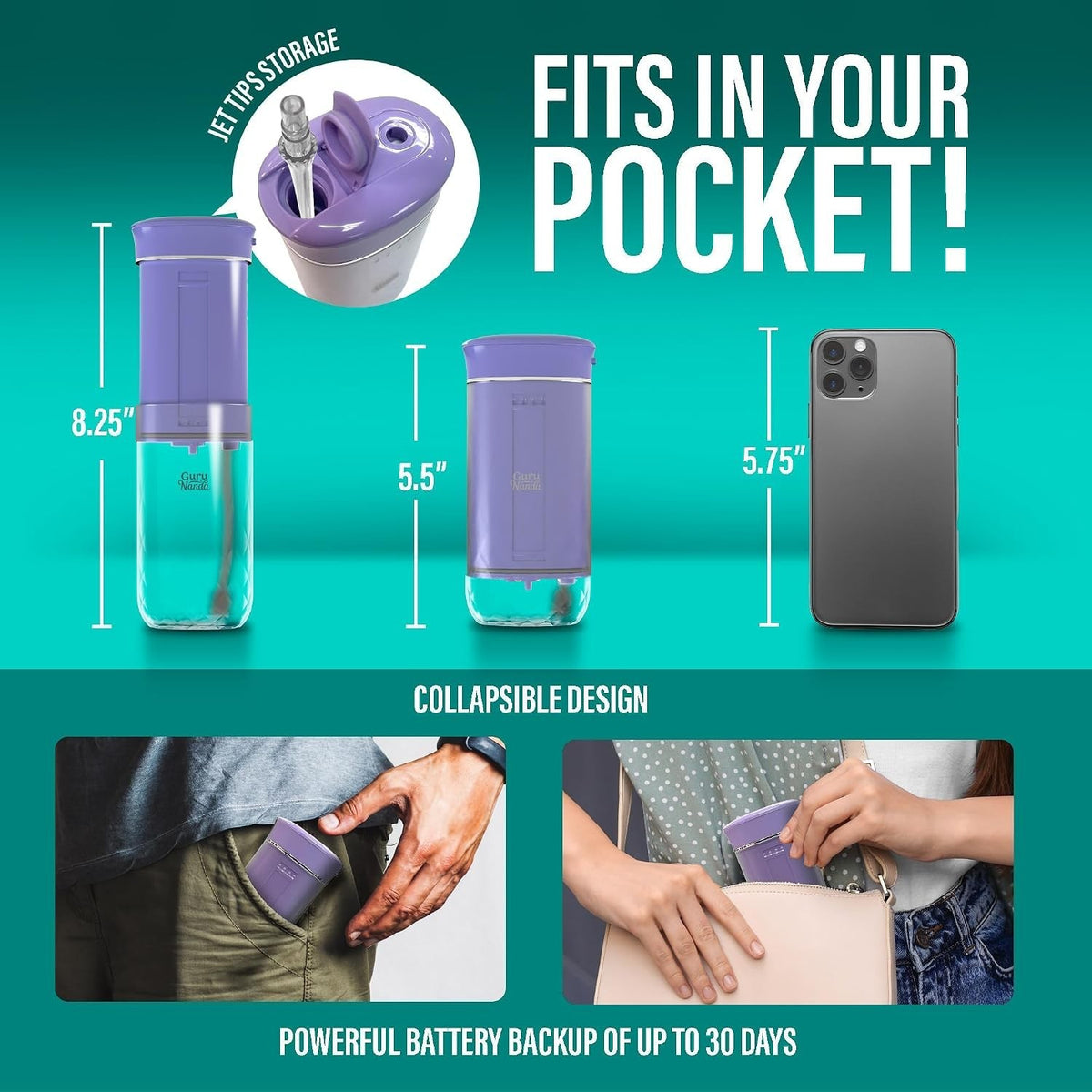 Portable Cordless Water Flosser with Smart Timer & Detachable Tank Lavender