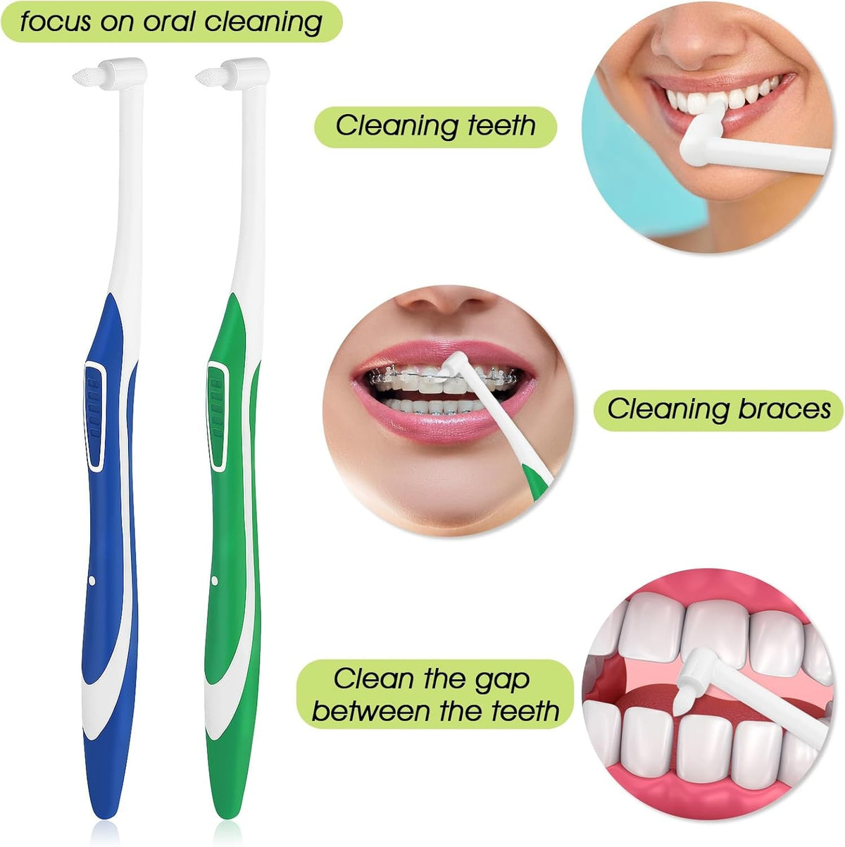 Interspace Tufted Toothbrush Set - Gentle, Deep Cleaning for Braces & Gaps