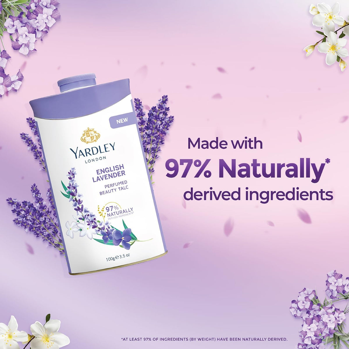 English Lavender Perfumed Talcum Powder - Deodorizing Body Powder 100g