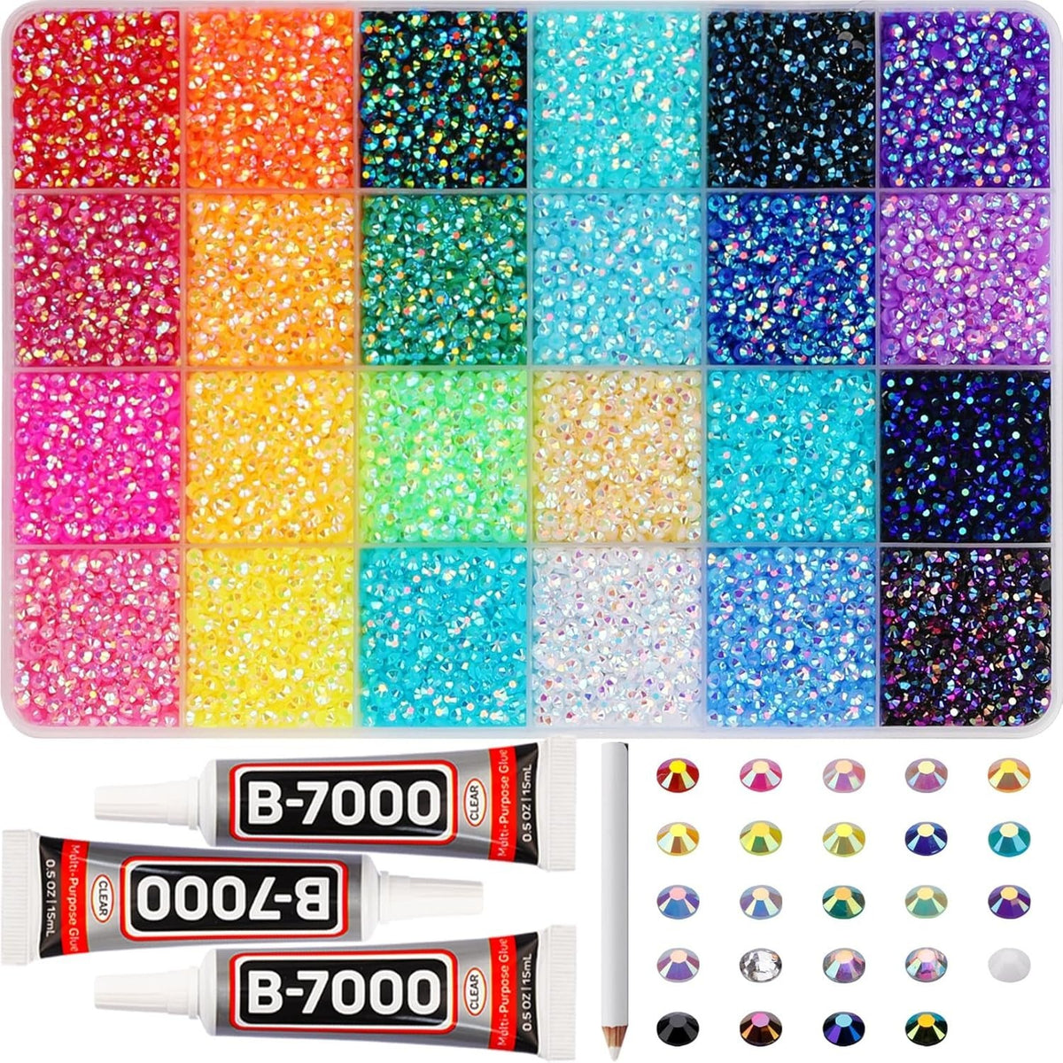 33000 Pcs Jewelry Rhinestones Set with Applicators & Glue for Crafts and Decorations