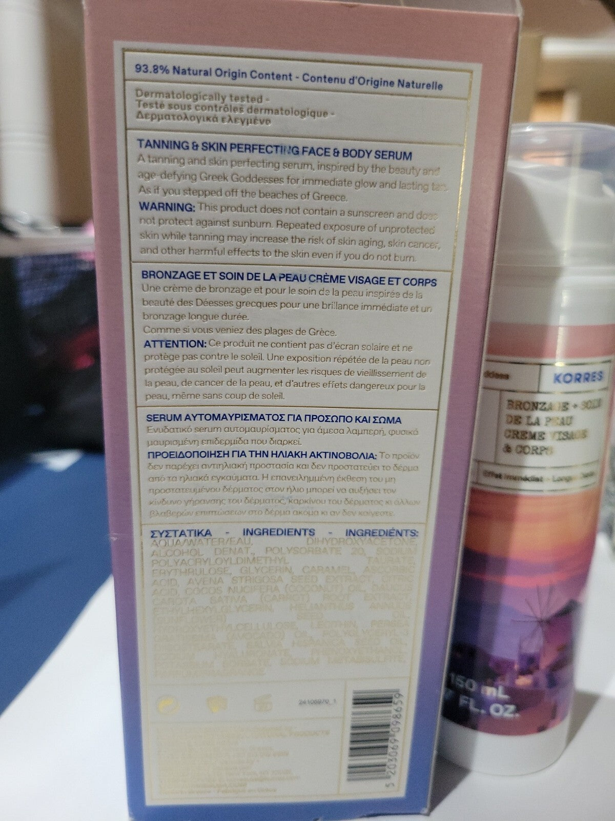 Korres Tanning and Skin Perfecting Face & Body Serum 150ml Sealed