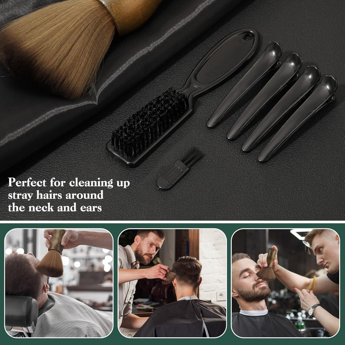 Hair Cutting Cape & Neck Duster Brush Set for Barbers and Salons