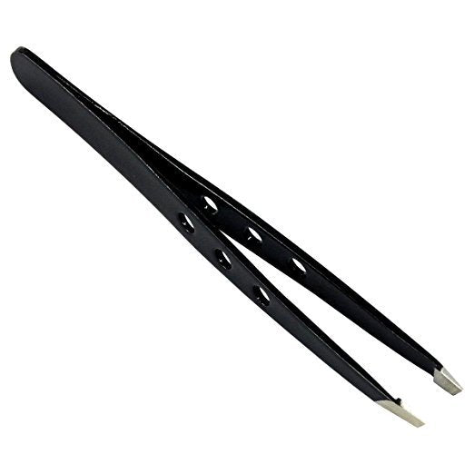 4-Inch Stainless Steel Slanted Tweezers with 3-Hole Design for Precision Hair Removal
