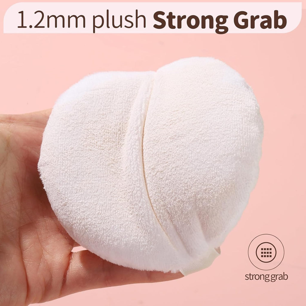 2pcs Medium Body Powder Puffs with Storage Containers - Soft & Sturdy