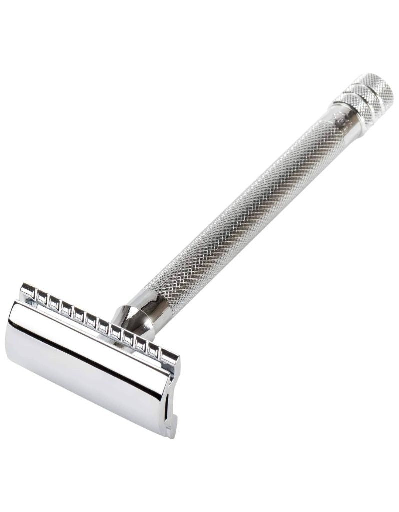 Safety Razor Double Edge with Stand & 5 Platinum Blades for Men - Close Shave