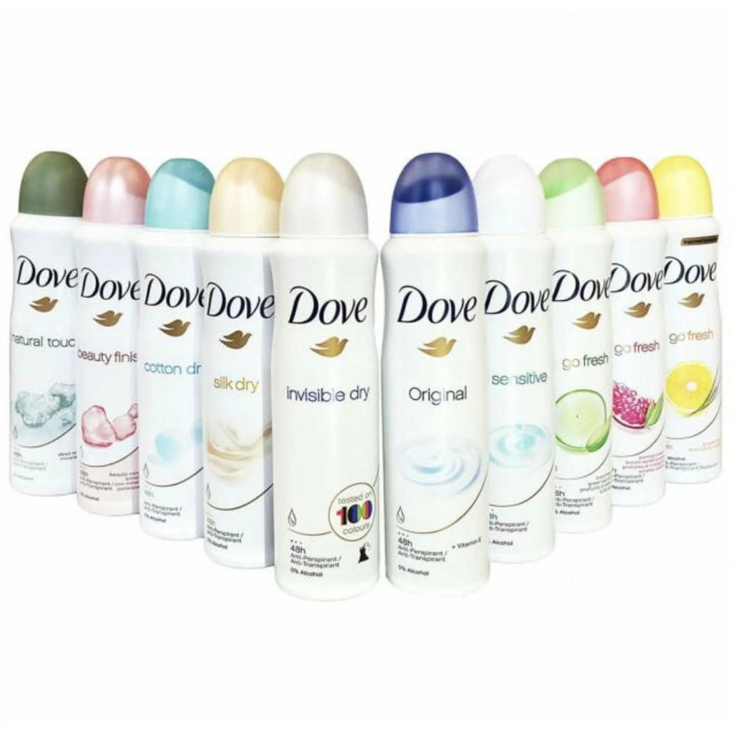 Dove Women Antiperspirant Deodorant Spray 150ML 10-Pack Assorted Scents