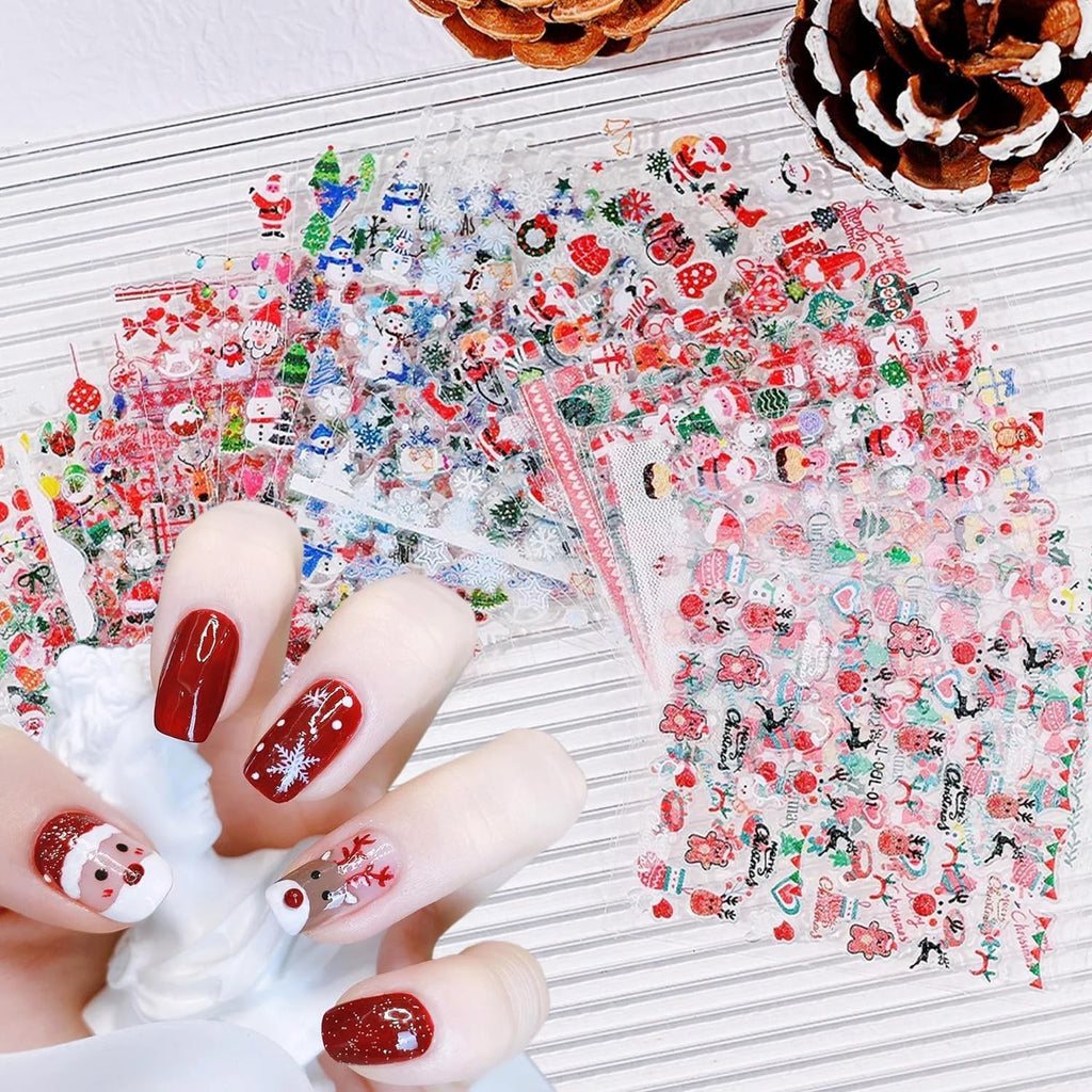Christmas Nail Stickers 30 Sheets 3D Self-Adhesive Decals for Nail Art & Decorations