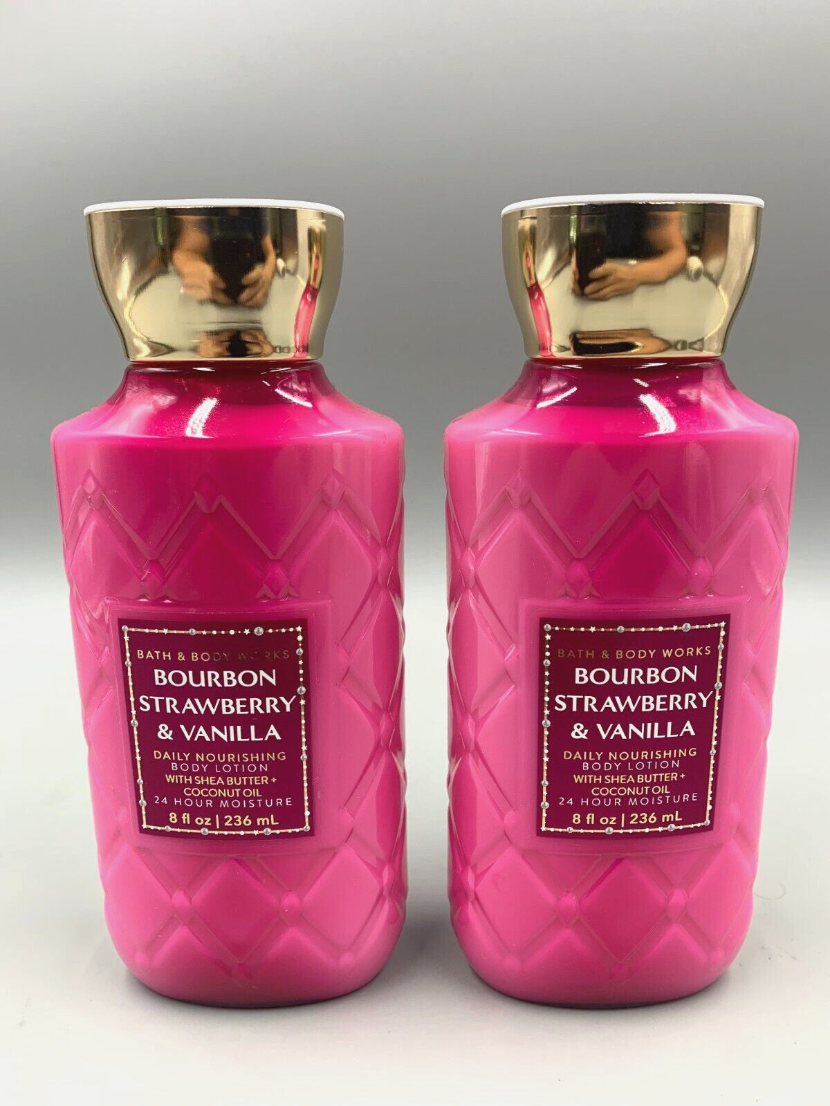 Bath & Body Works Bourbon Strawberry Vanilla Body Lotion Set 2 x 10 fl oz