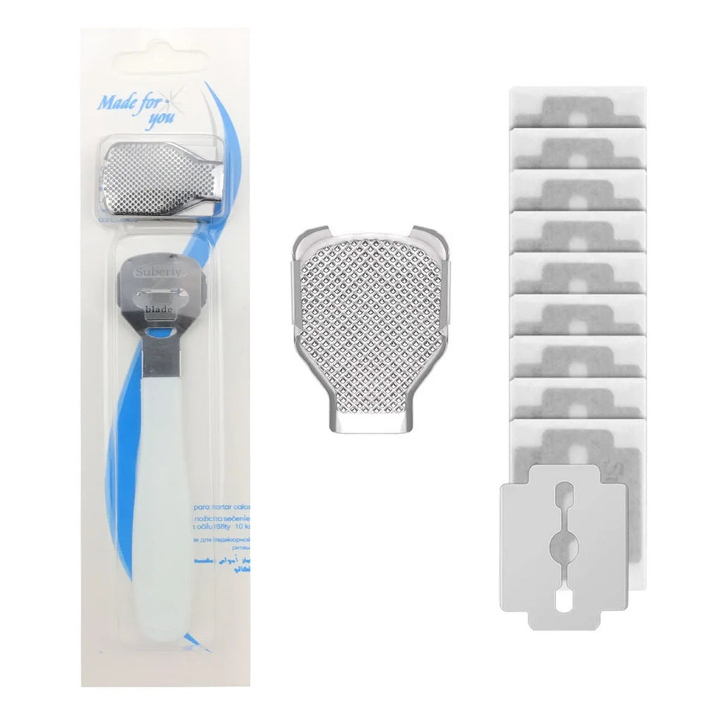 Foot Callus Shaver Heel Hard Skin Remover Pedicure Razor Tool with 10 Blades