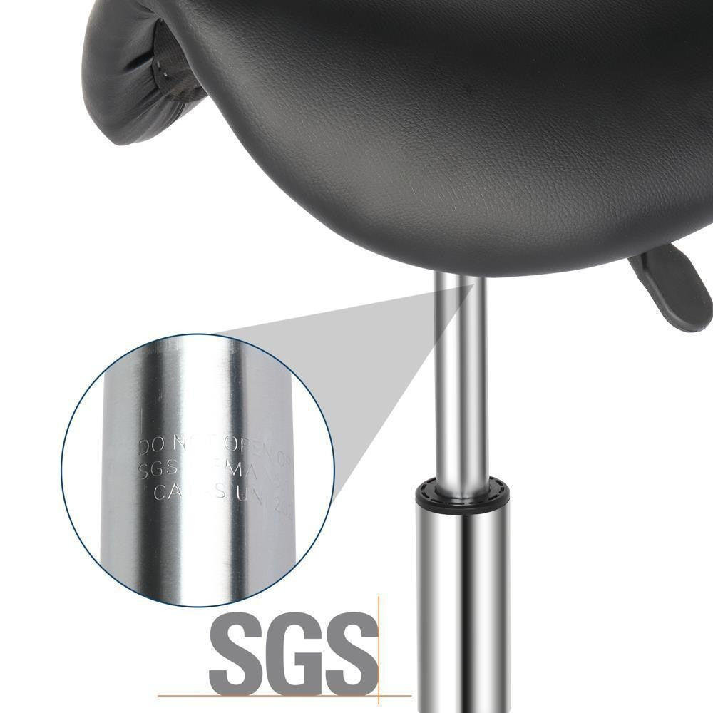 Adjustable Saddle Stool with Wheels Ergonomic Swivel Bar Chair