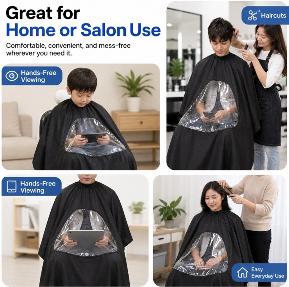 Hair Cutting Cape with Viewing Window for Salon & Barber Use
