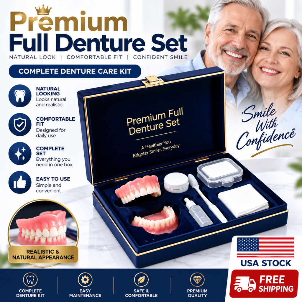 Silicone Denture Cosmetic Teeth Set Upper & Lower for Costume & Photography