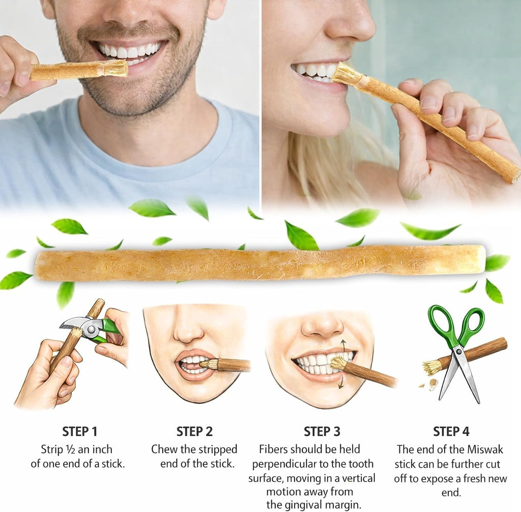 Natural Miswak Teeth Sticks Pack with Holder - Eco-Friendly Oral Care