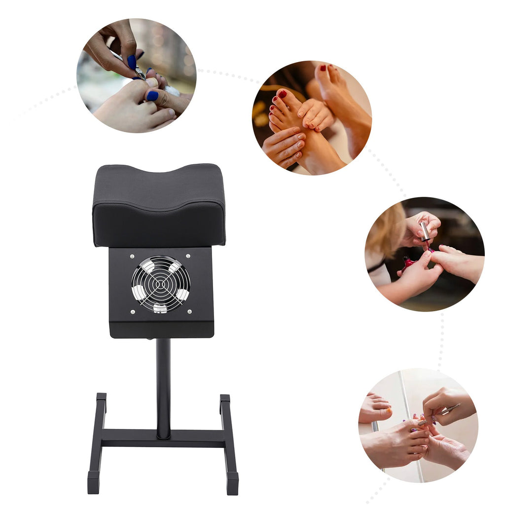 Adjustable Pedicure Footrest with Dust-Collecting Fan, Black, 48-68cm