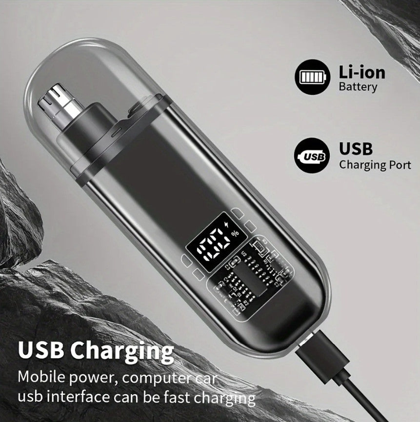 USB Rechargeable Nose & Ear Hair Trimmer - Compact Electric Grooming Tool