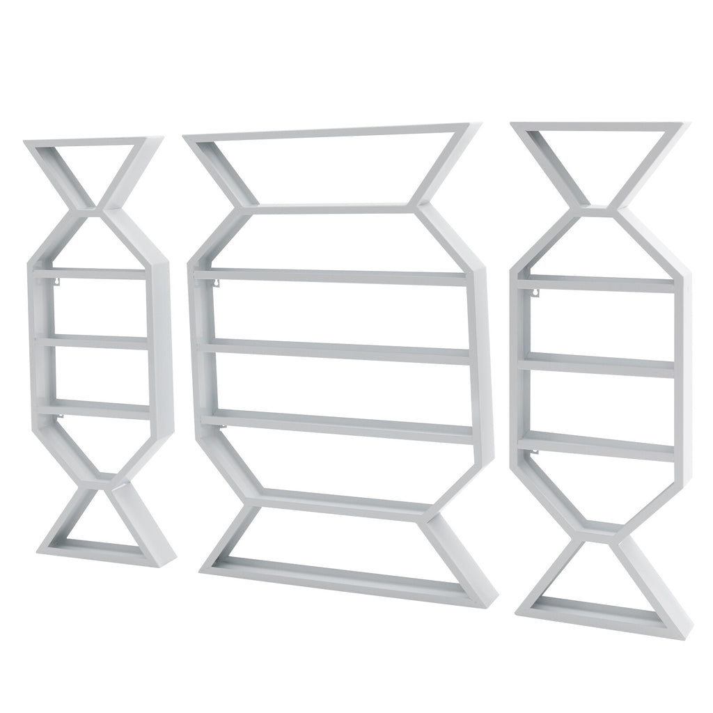 Wall Mount Nail Polish Display Rack Set 3 Pieces White Makeup Organizer Shelf