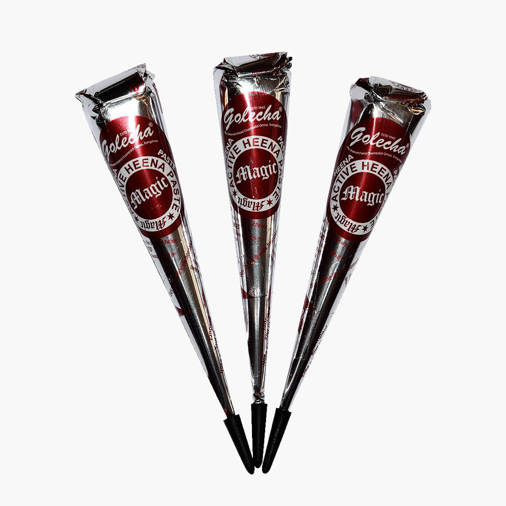 Henna Mehandi Temporary Tattoo Cone Kit - Red Active Magic 12 Cones
