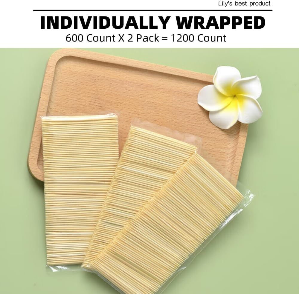 Wooden Bamboo Toothpicks - 2000 Count, Cocktail & Party Picks