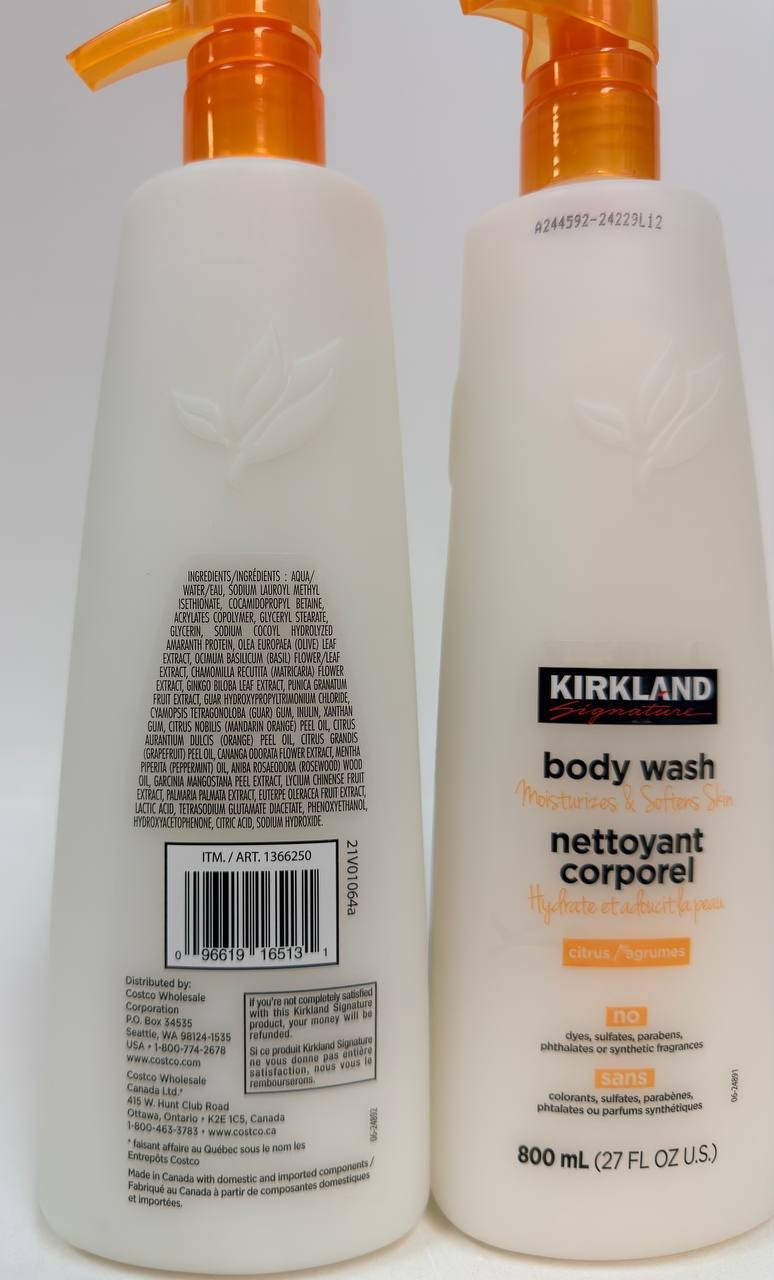 Natural Citrus Body Wash 2-Pack - Plant Extracts, No Dyes or Parabens