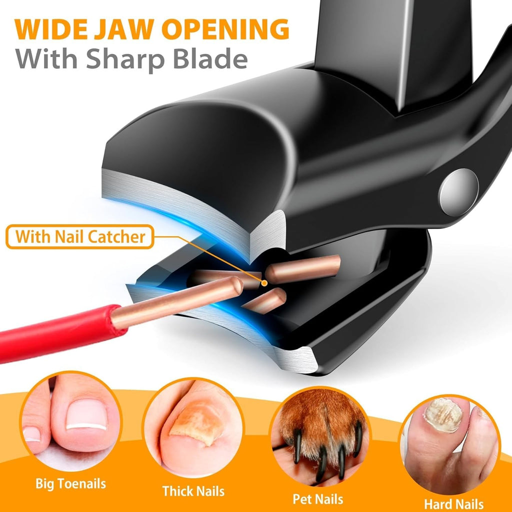 Heavy-Duty Toenail Clippers for Seniors - Wide Jaw & Ultra-Sharp Angled Head
