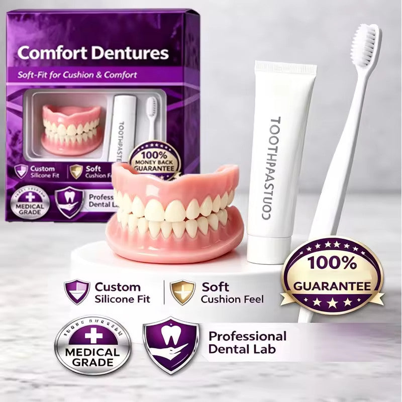 Moldable Silicone Cosmetic Denture Set for Smile Enhancement - Upper & Lower