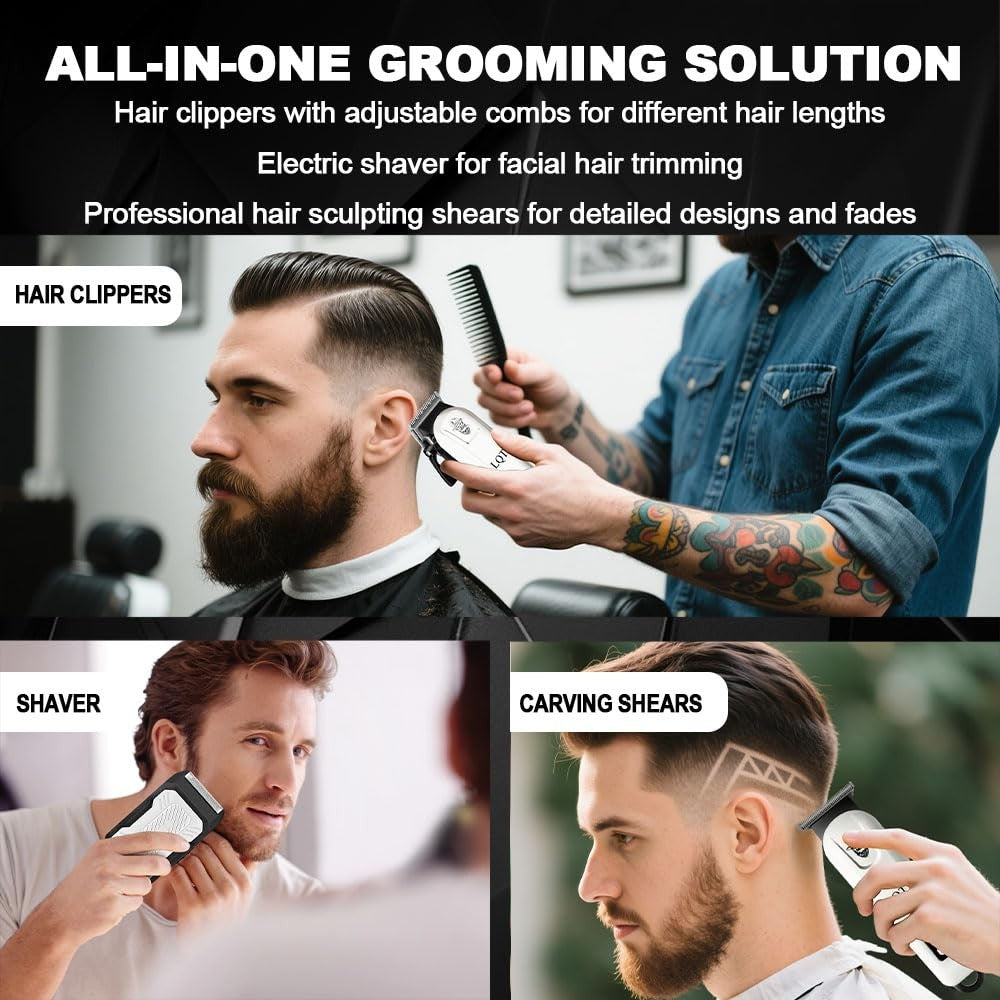 Professional Hair Clippers and Trimmer Set for Men - Salon-Quality Grooming Kit
