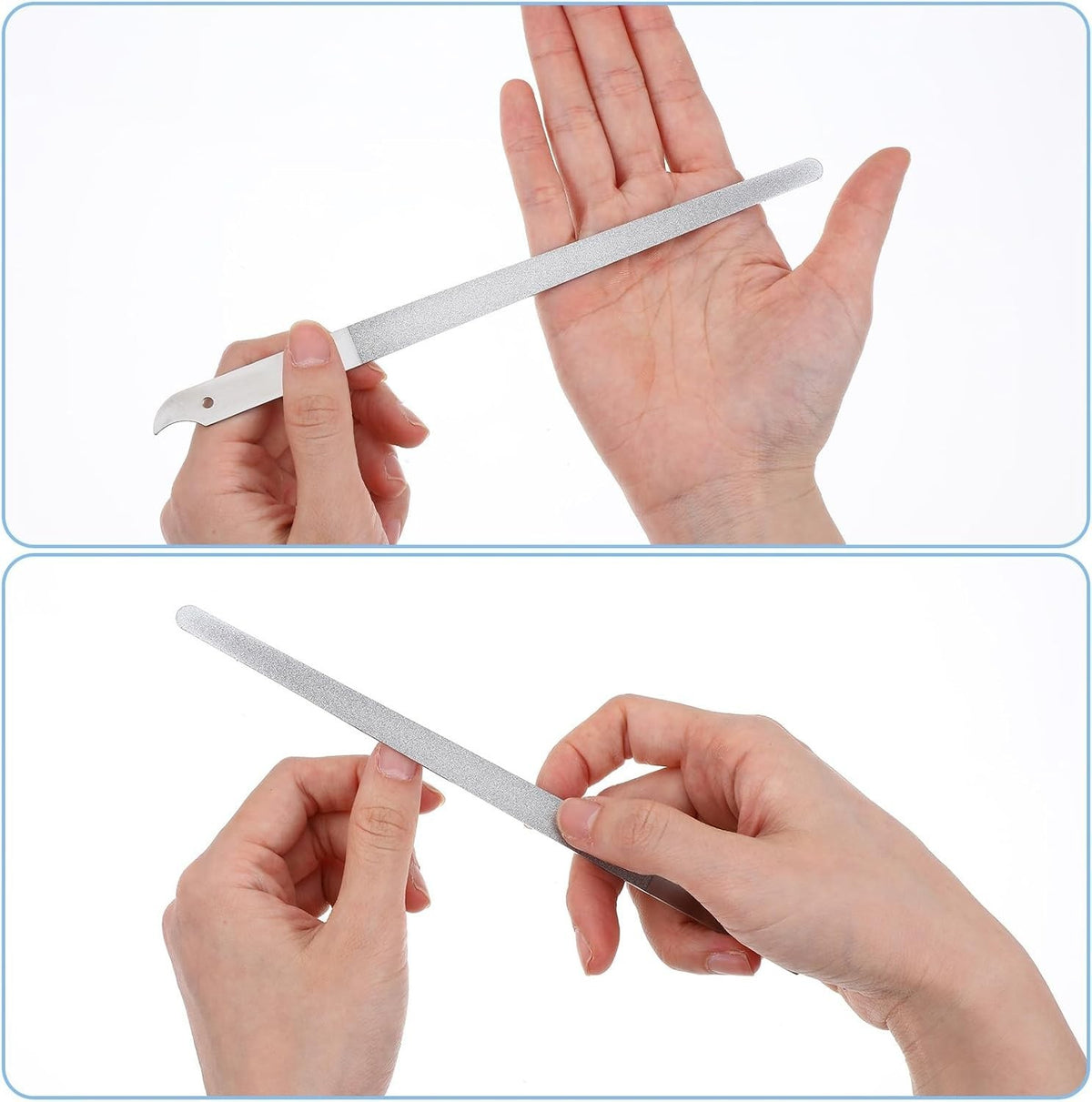 6Pcs Stainless Steel Nail Files Set with Sharp Pointed Tips - Diamond Dust Double-Sided Manicure Tools