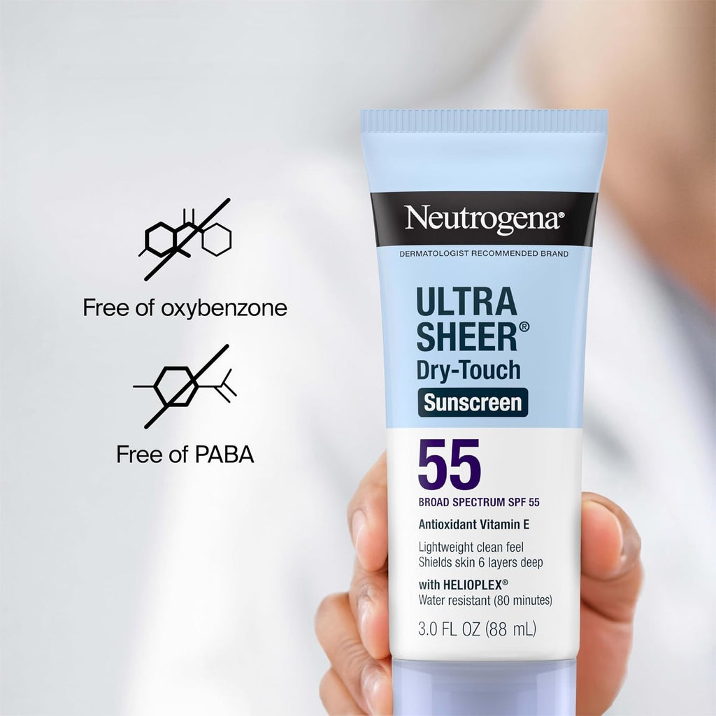 SPF 55 Sunscreen Lotion - Lightweight, Water-Resistant Face & Body Sun Protection
