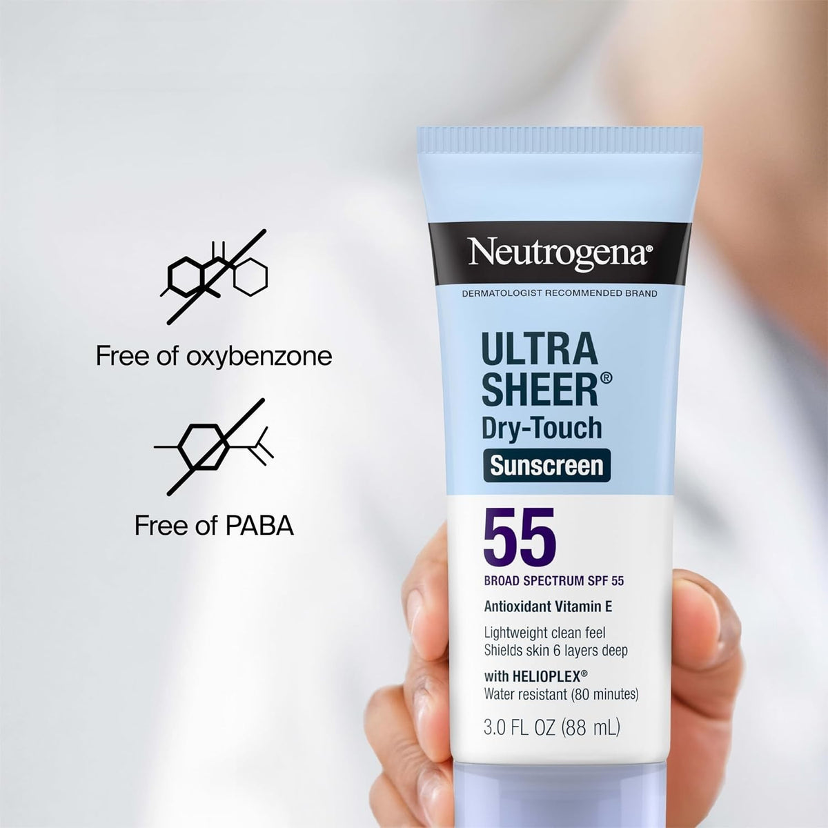 SPF 55 Sunscreen Lotion - Lightweight, Water-Resistant Face & Body Sun Protection