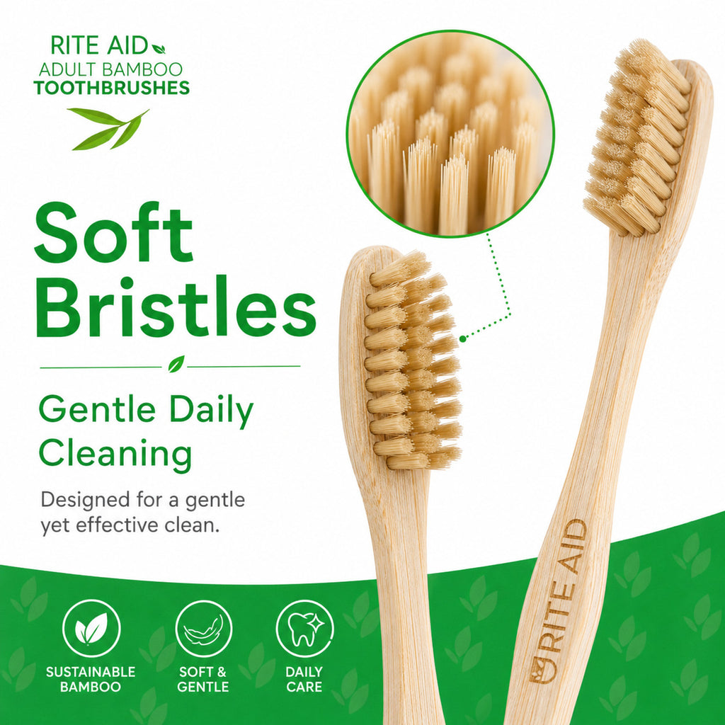 Adult Bamboo Toothbrushes Soft Bristles 4 Pack Eco Friendly BPA Free
